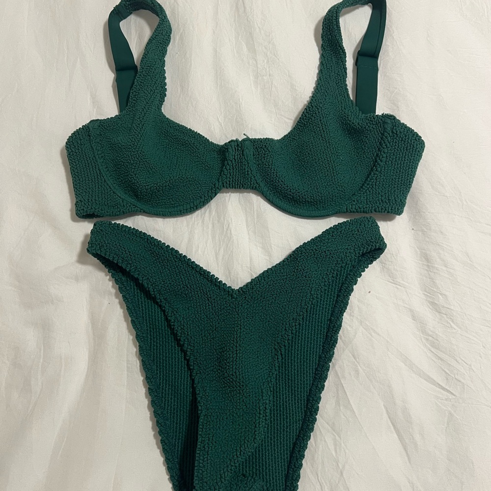 Victoria's Secret Dark Green Ribbed Bikini Set